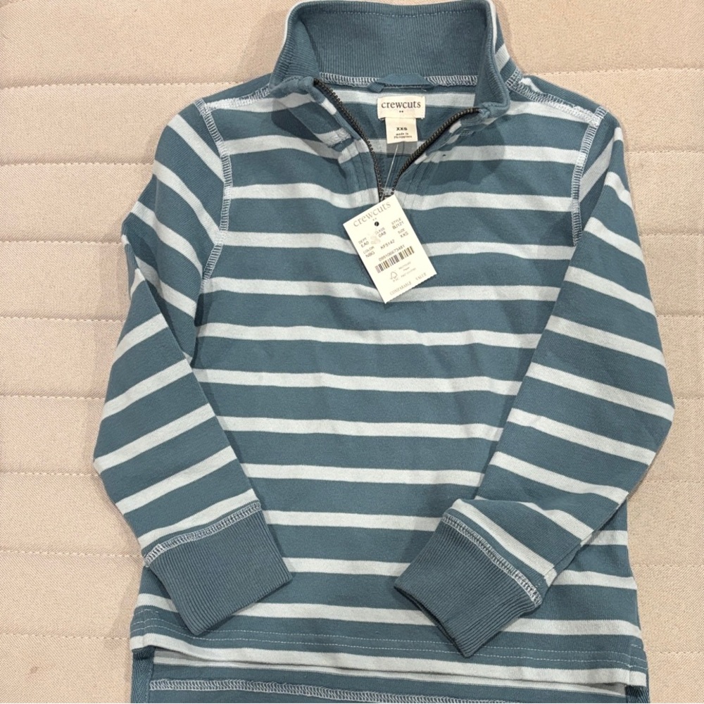 Crewcuts Teal and White Striped Kids Sweater